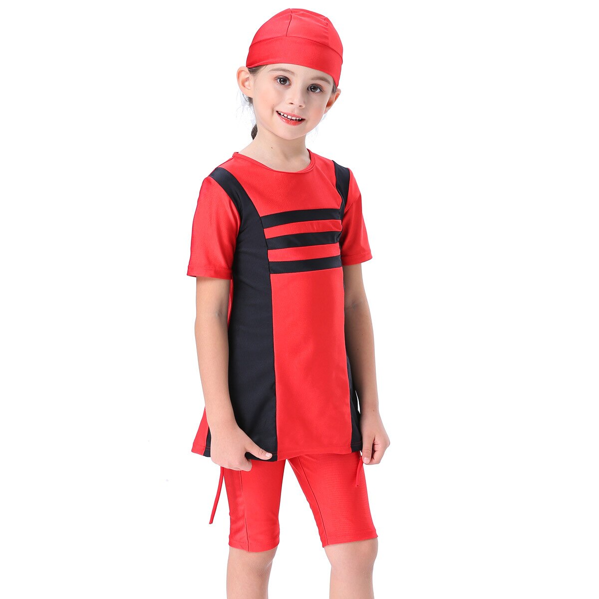 Meisje Conservatieve Badpak Kinderen Moslim Strand Badpak Burkini: Rood / 110cm