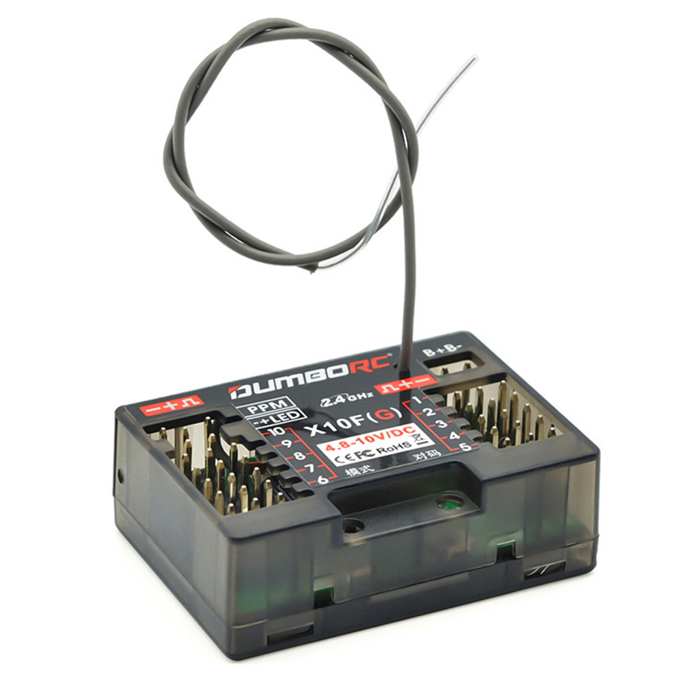 DUMBORC X10F X10FG 10CH 2.4G RC Gyro Receiver for X10P-350 Transmitter