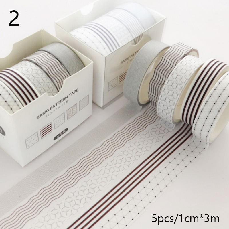 5 unids/set Washi Tape lindo adhesivo de rejilla Color sólido estilo básico cinta adhesiva para pegatinas Scrapbooking DIY álbum de fotos diario: YELLOW