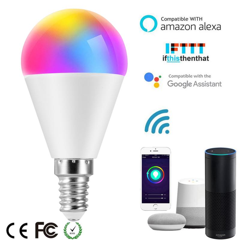 Wifi Voice Slimme Lamp 6W E27 E26 B22 E14 Rgb Intelligente Lamp Dimbare Timer Functie Werken Met alexa/Googlehome