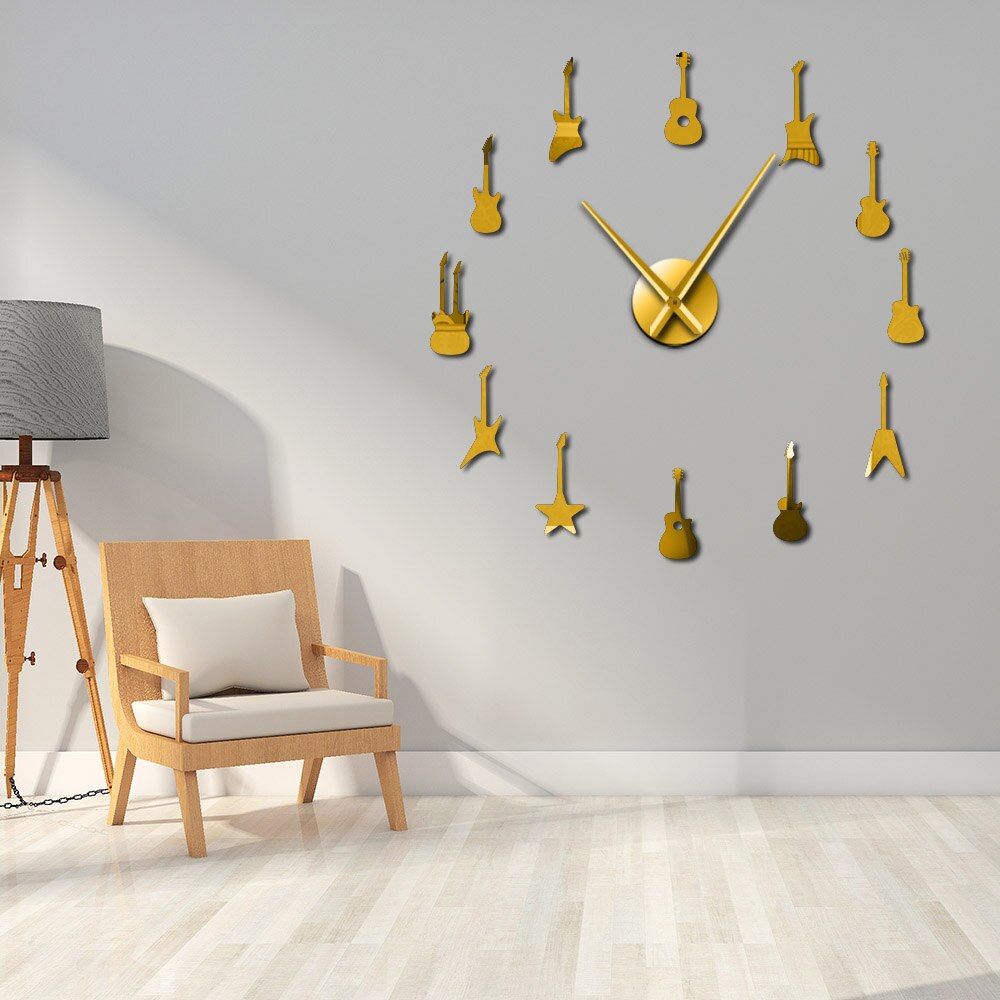 Vangold Moderne Mute DIY Frameloze Grote Wandklok 3D Spiegel Sticker Metalen Grote Horloges Thuis Kantoor Decoraties
