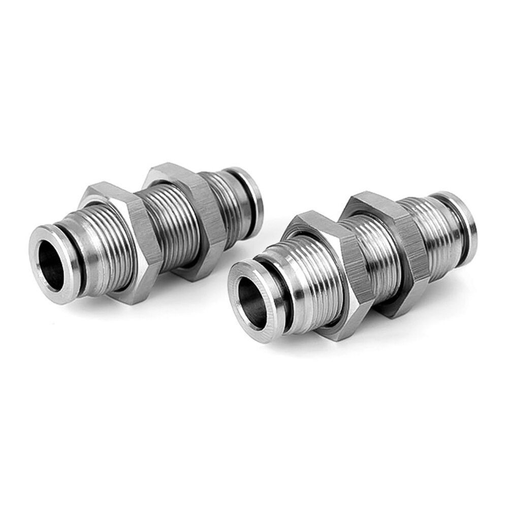 304 stainless steel pneumatic connector PM partition metal quick plug connector 4 6 8 10 12 16mm trachea connector