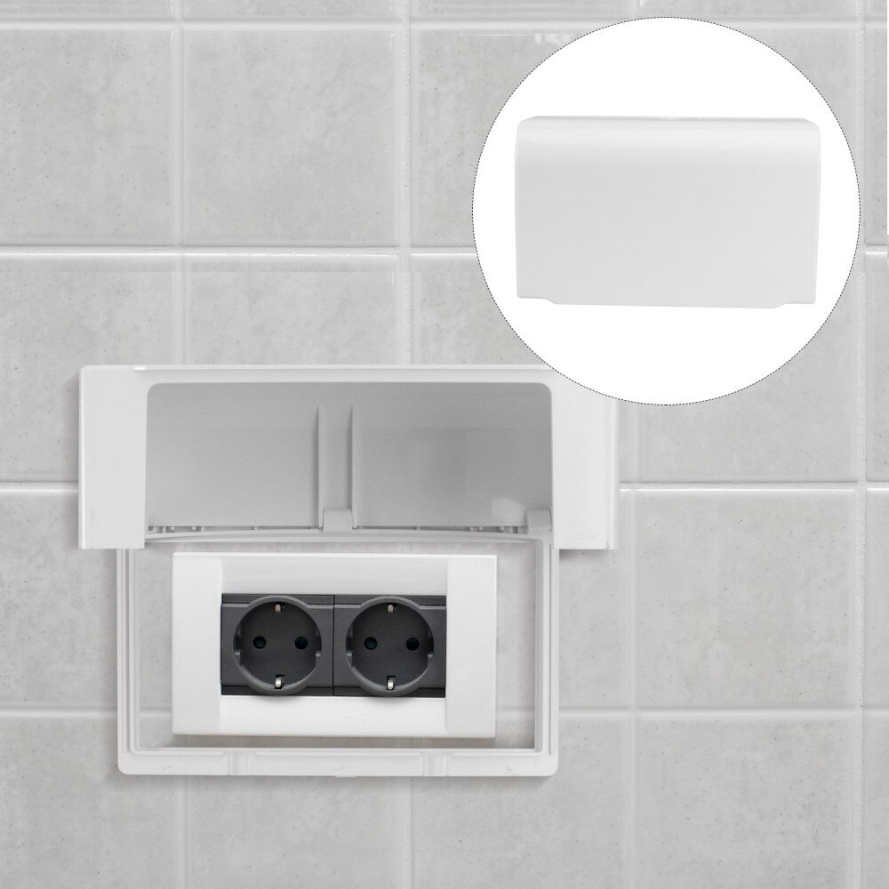 1PC Splash-proof Double-position Socket Cover Adhesive Type Switch Socket Cover: White