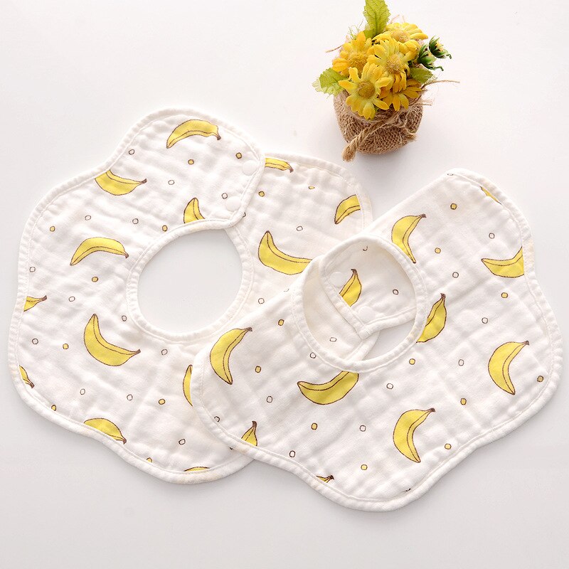 Baby Lätzchen 360 Grad Drehung 8 Schichten Blick Musselin Baby freundlicher Bandana Spucktuch Weiche Neugeborenen Speichel Handtuch Baby zeug: Banane