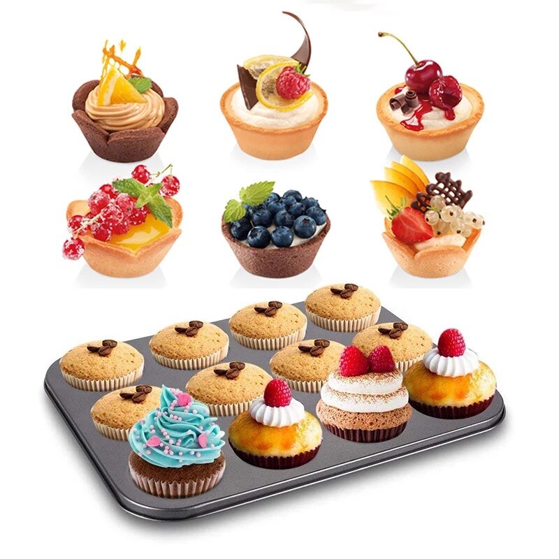 6/12Holes Mini Square Cupcake Pan Muffin Tray Cupcake Mold Muffin Pan Carbon Steel Baking Pan Non Stick Bakeware Biscuit Pan ZXH