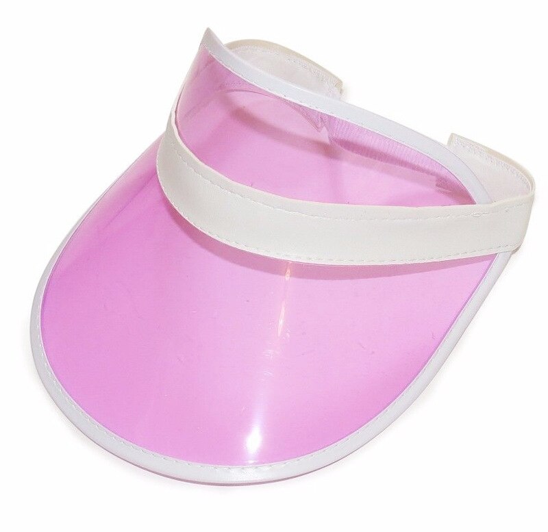 transparent plastic pvc sunshade summer sun hat: Pink