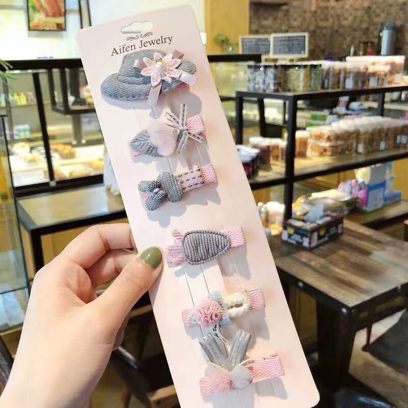 6 Stks/set Mooie Haaraccessoires Voor Kids Kinderen Roze Kant Bal Bloem Haarspelden Meisjes Prachtige Ster Dier Haar Clip Hoofddeksels: 8