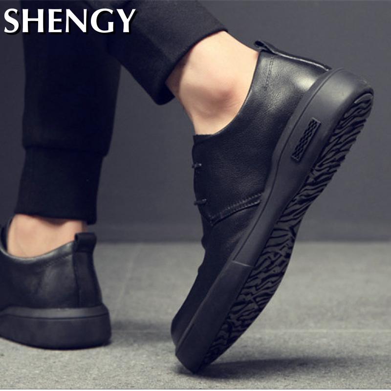 Baskets respirantes en cuir PU à plateforme pour hommes, chaussures de bureau formelles de , Style britannique,