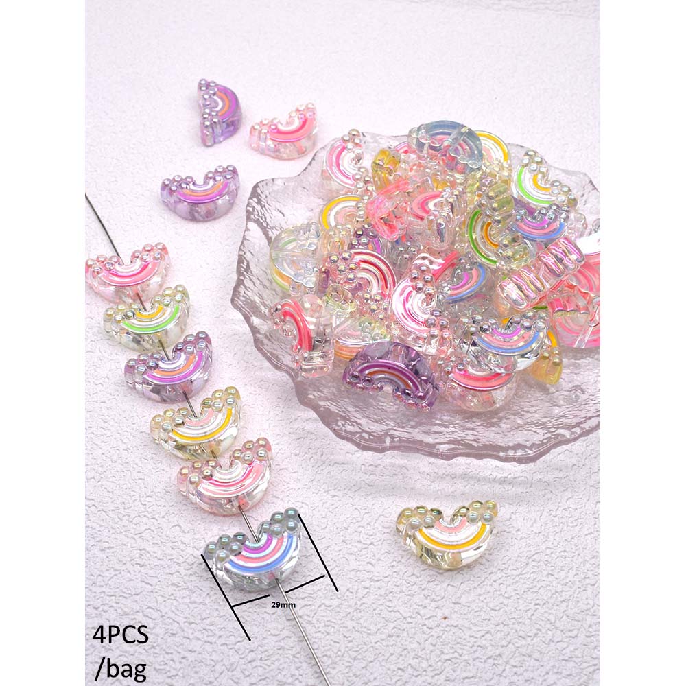 4/10pcs/bag Acrylic Beads Heart Star Flower Beads Color Painting Loose Spacer Beads for Jewelry Making DIY Phone Chain Bead Pen: Red