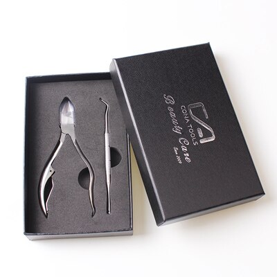 2Pcs Nagel Korrektur Lifter Set Nagel Clipper Häutchen Scissor mit Eingewachsenen Zehennagel Reiniger Kappe Häutchen Nipper Pediküre Werkzeug: Default Title