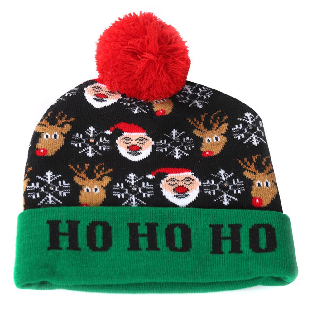 Nyligt jul kvinder strikket hat vinteropvarmning beanie hatte kasket med kugle til piger damer udendørs: C