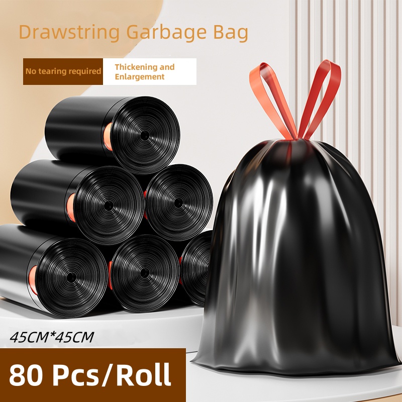 Czarny worek na śmieci Odporne na rozdarcia worki na śmieci chroniące prywatność 45x45cm 80/rolka Szczelne, duża pojemność robić kuchni w domu: 80 sztuk
