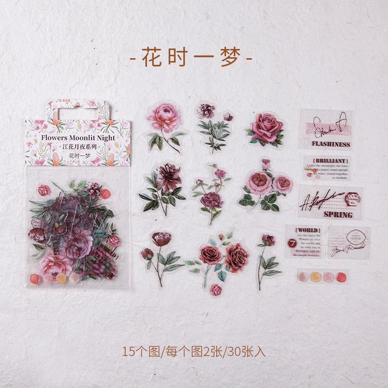 10 postzegel stickers bloemen met tekst thank you