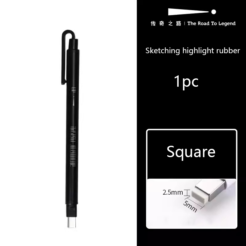 Pen Style Pencil Eraser Retractable Mechanical Eraser Square & Round Tip Stationery Art Supplies for Drawing Artist Kids Writing: Burgundy
