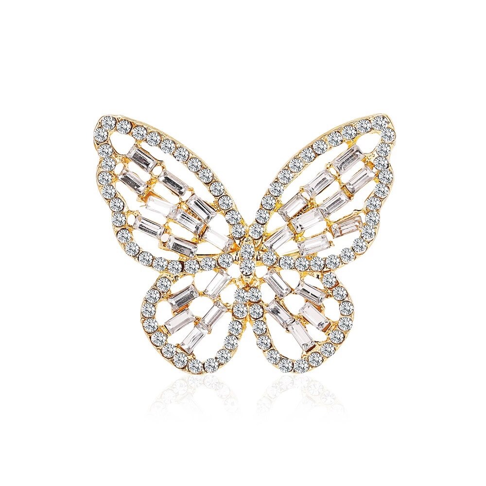 1pc luxe kristallen ringen voor vrouwen, open en verstelbaar, vlinderringen voor bruiloften en feesten: Goud