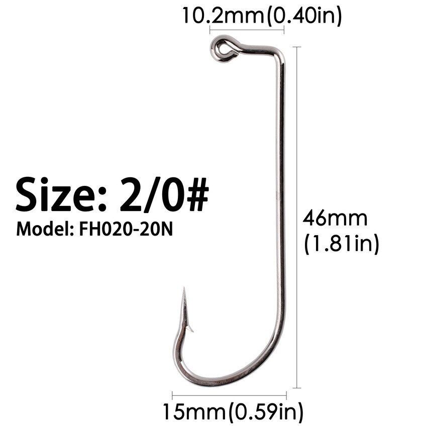 100 stk fiskekroge højkulstofstål fiskekrog sort 90 grader offset jig fiskekrog til blød lokke størrelse 2# to 6/0#: Størrelse 2 l 0 - 100 stk