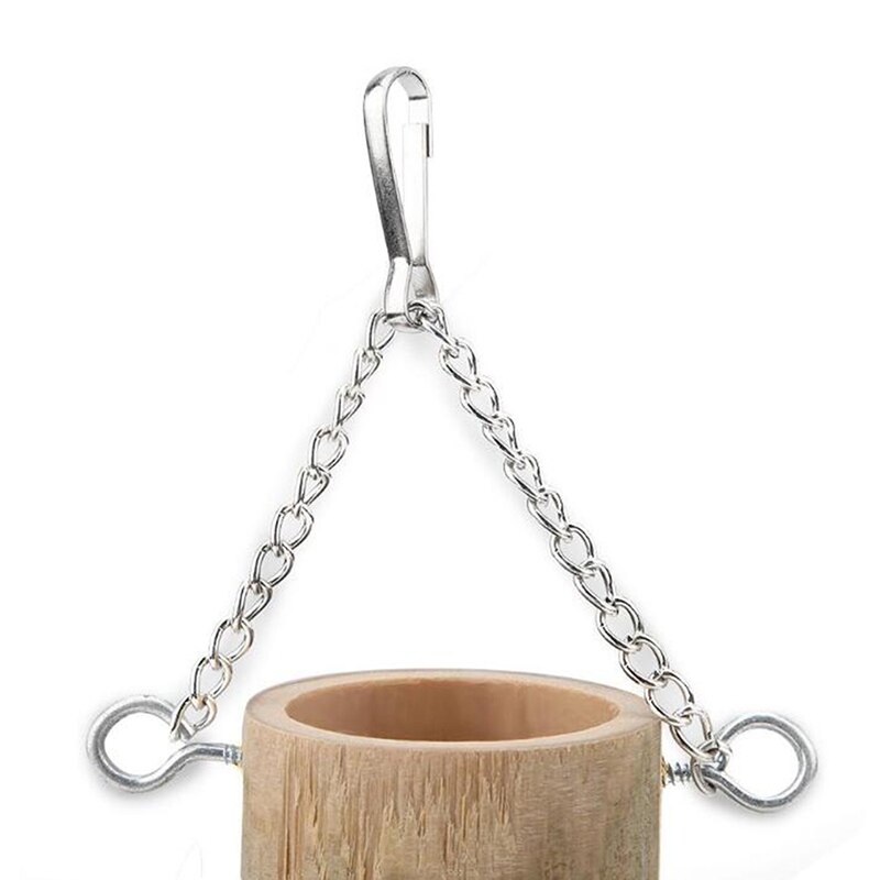 Voederbox voor huisdieren, natuurlijke bamboebuis, voederbak voor papegaaien met houten voet voor huisdieren, voerbak voor huisdieren