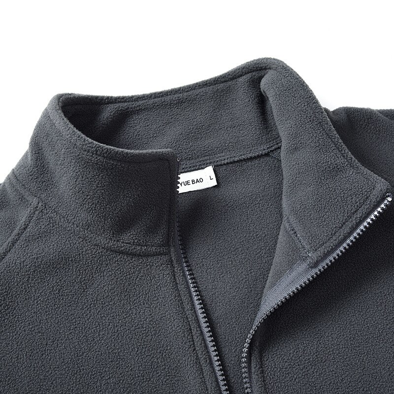 Miesten polar fleece talvitakki tuulenpitävä harjoitus juoksu vetoketju jakki lämmin jalusta kaulus suuret taskut ulkoilu takit