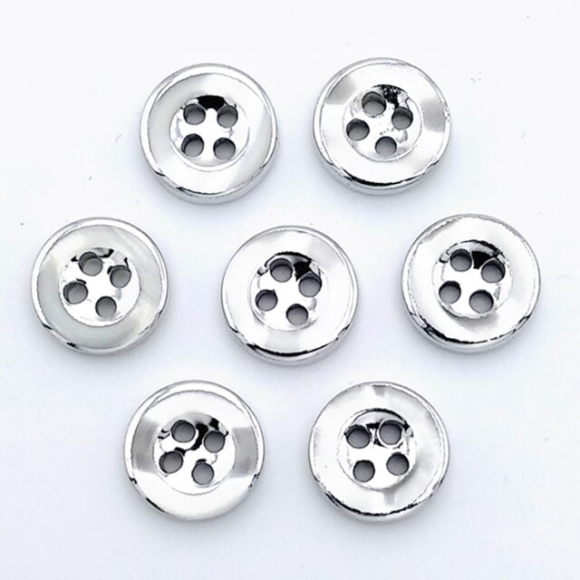 HL-Botones de camisa para hombre y mujer, botones galvanizados de resina con borde dorado, 4 agujeros, accesorios de costura para ropa DIY, 11,5mm, 50 piezas: 06