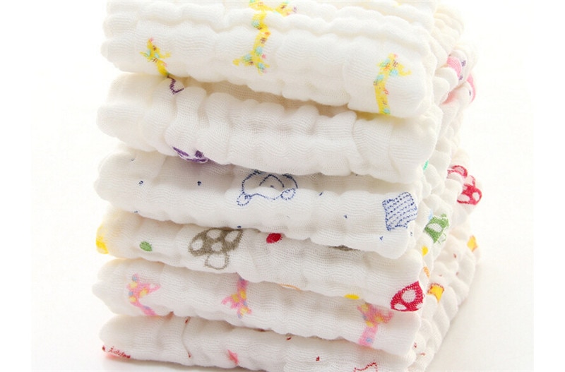 1PC 6 layers Baby Cotton Gauze Muslin Face Towel Baby Towel Wash Cloth Handkerchiefs Infant Baby Feeding Saliva Towels