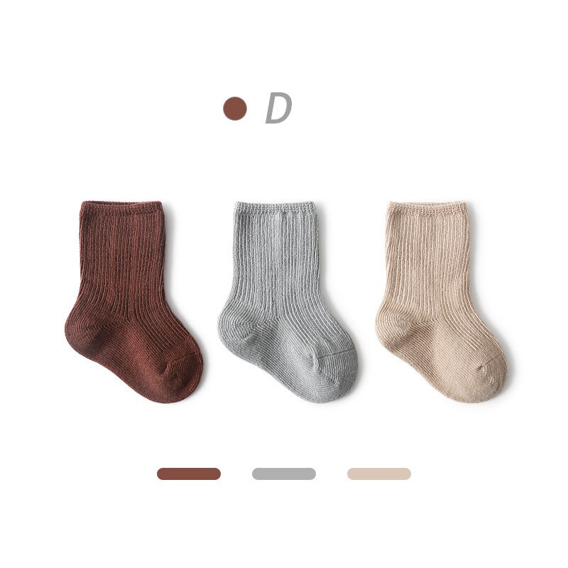 Lawadka 3 Paare/los Einfarbig Frühling und Herbst Socken Für Neugeborene Atmungsaktive Baumwolle Art Socken Für Jungen Mädchen Dünne Socken: D-Stil / 0-6M