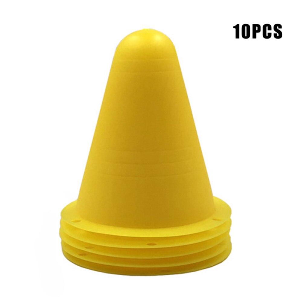 10Pcs cono marcatore coni di plastica per pattini da calcio rulli da calcio attrezzature per l&#39;allenamento sportivo: yellow