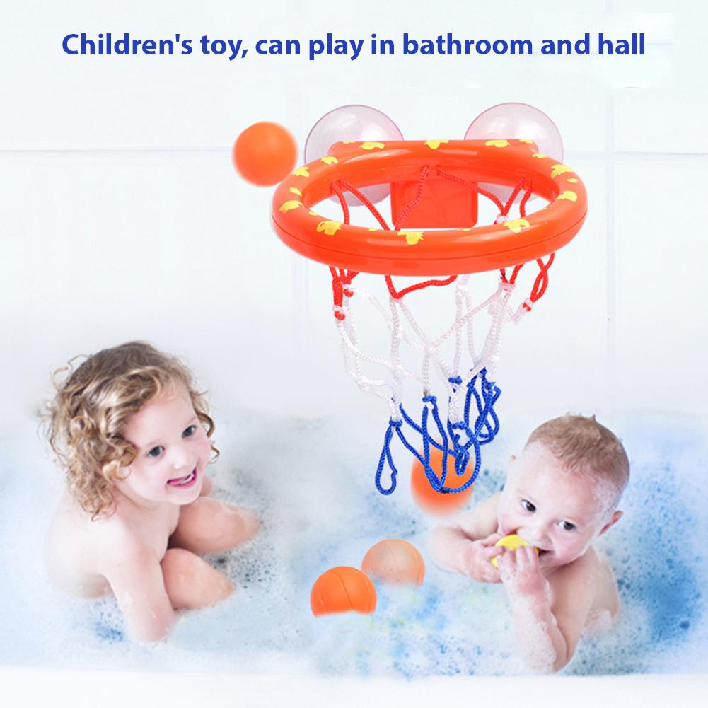 Kuulee Kids Water Toy Children Bathroom Basketball Pinch Sound Ball Boys Girls Bath Toy Suction Cups Easy Install Birthday