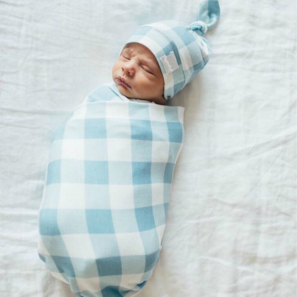 Plaid Blanket Newborn Baby Plaid Swaddle Blanket Receiving Blanket Swaddle Photo Props Wrap Hat Outfits реквизит для фотосъемки