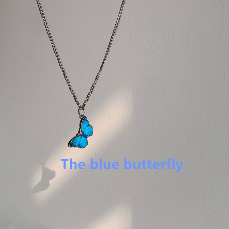 HUANZHI Neue Gebühr Harajuku SchöNe Mini Bunte Schmetterling Anhänger Halsband Kurze Halskette Für Frauen Mädchen Partei Schmuck: 1  Halskette