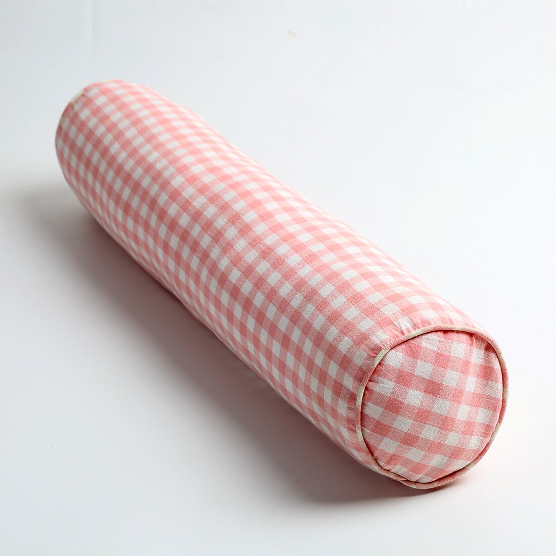 Protector de cuna extraíble para niños, cómoda almohada a cuadros de algodón para recién nacidos, parachoques de cuna, cerca de cama antipatadas: pink 12x65cm