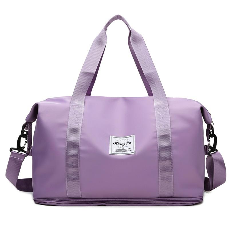 Wasserdicht Sport Fitness Tasche Einstellbare Fitnessstudio Yoga Tasche Große Reisetasche Handtasche für Frauen Wochenende Reisen tasche Bolsa Sack: hell Violett