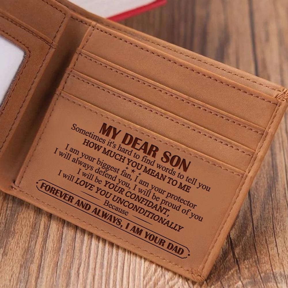 VE1016-1030 DAD TO SON Engraving Wallets Genuine Leather Purse Card Holder Bifold Vintage Birthday From DAD: V E1030