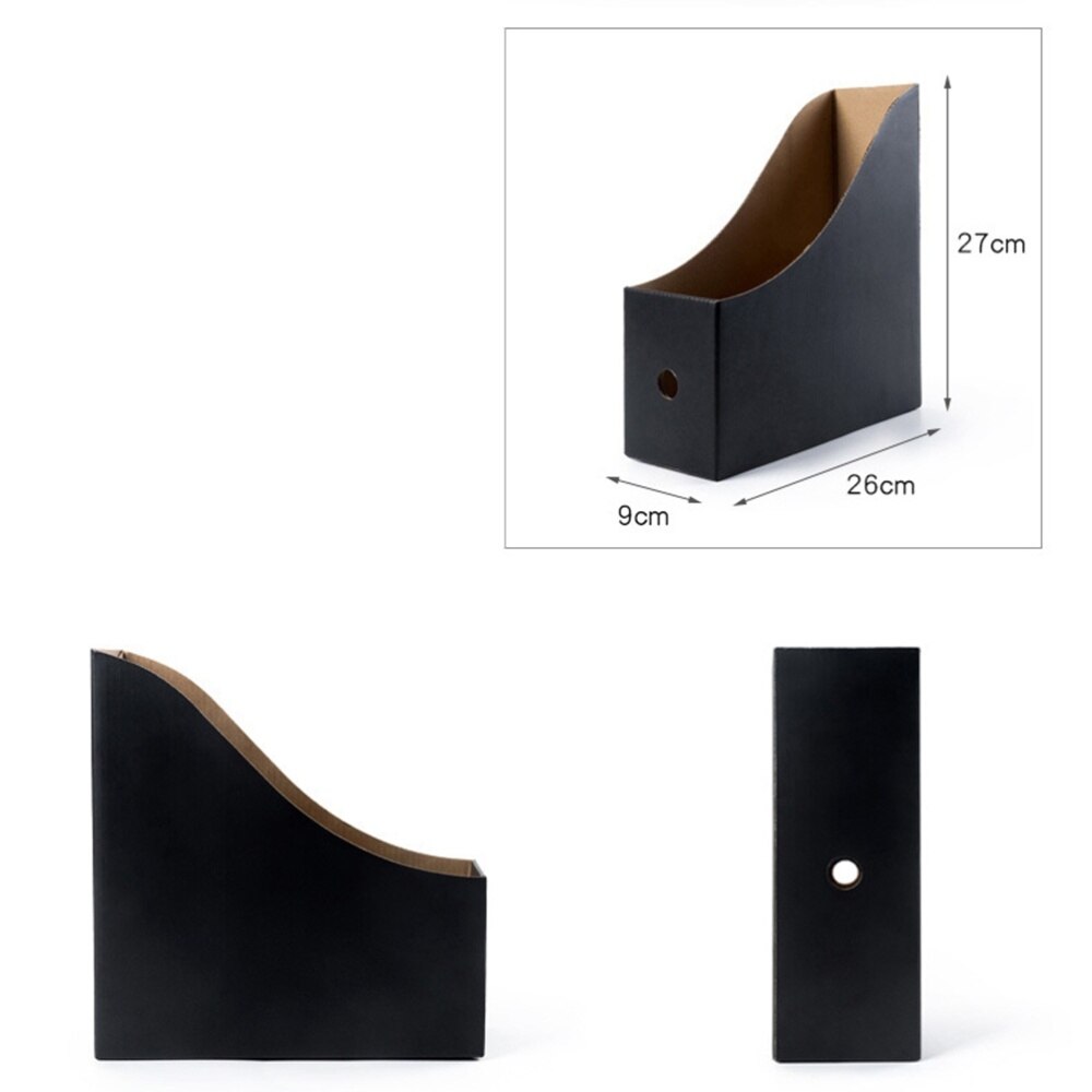 5 Pcs Tijdschrift Bestand Houder Waterdicht Nuttig Papier Desk Organizer Slaapzaal Student Bestand Opslag Houder-26X9Cm (Mat Zwart)