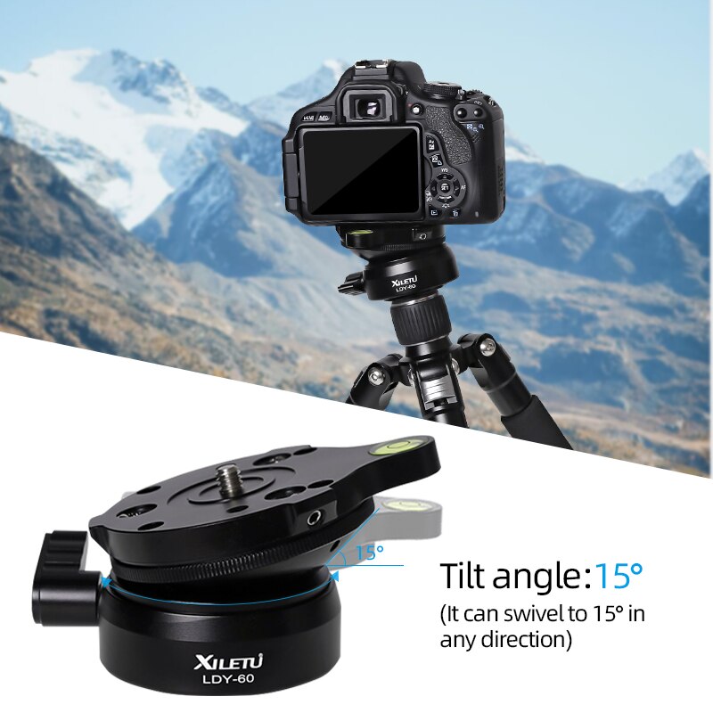 XILETU LDY60 Tripod Head Leveling Base Level Horizontal Adjustment Platform to Tripod Hemisphere aerial photography