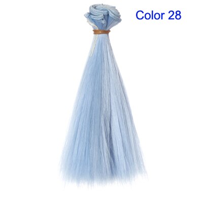 Bjd haar 15 cm * 100 CM blauw groen paars kleur korte rechte haar voor 1/3 1/4 BJD diy pop rechte pruiken: Color 28