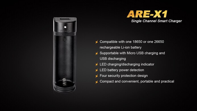 Fenix ARE-X1 1 Slot Intelligente Lithium Batterij Oplader Voor 18650 26650 Batterij
