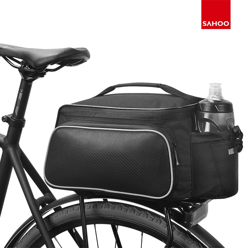 Sahoo 10L Cycling Bike Carbon Fiber Leather Rack Seat Fiets Achter Pannier Bag Pouch Rear Rack Cargo Bag