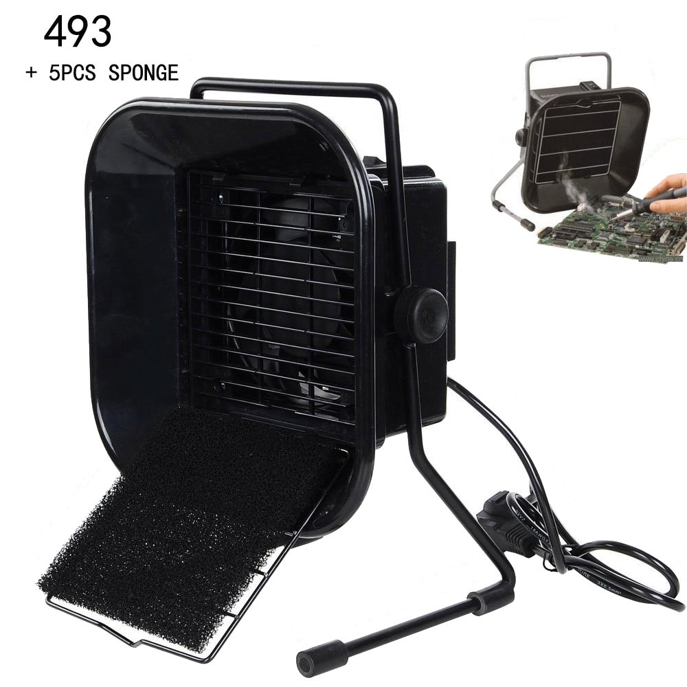 Newest 220V/110V EU/US Plug 493 Solder Smoke Absorber ESD Fume Extractor with 5 free Activated Carbon Filter Sponge