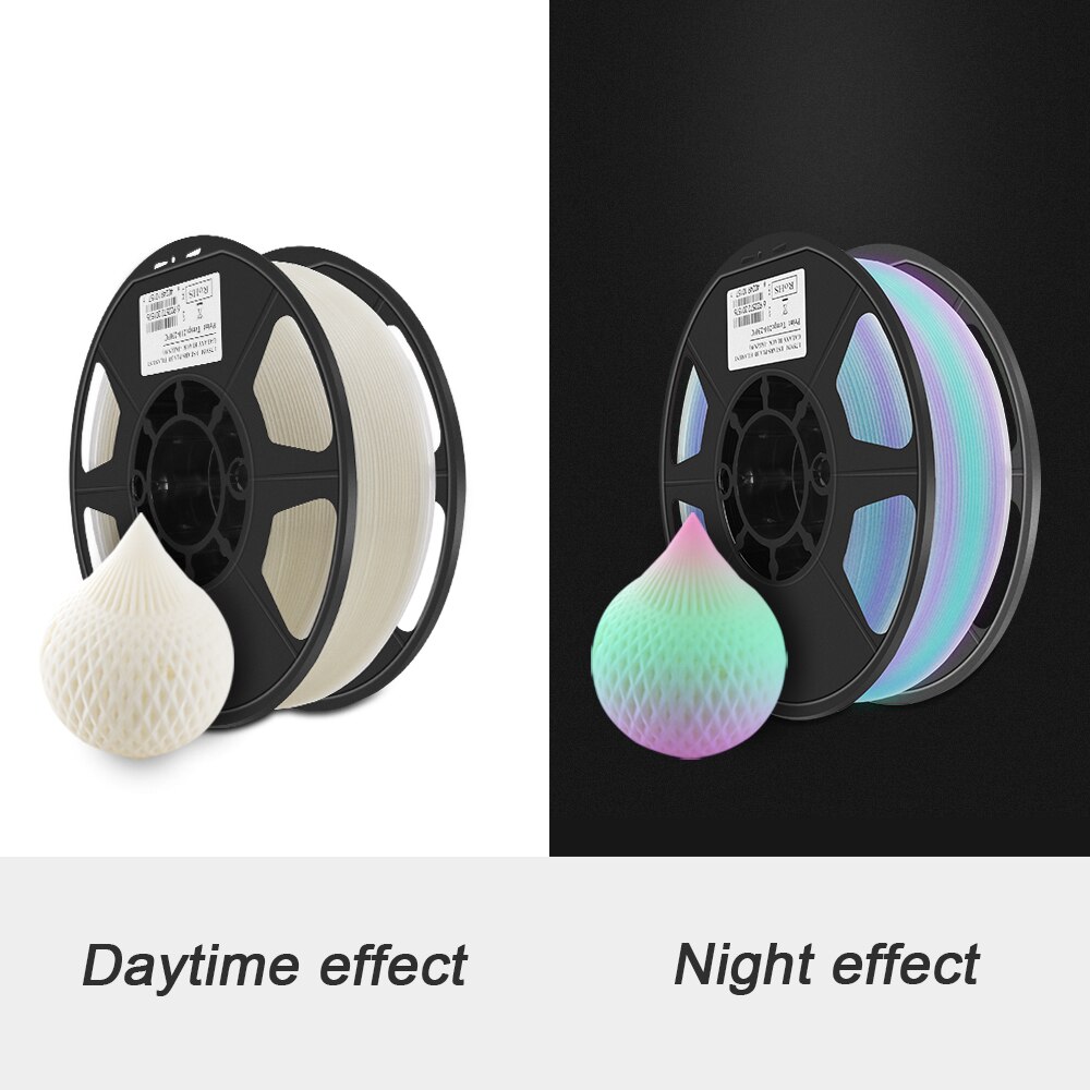 PLA Luminous-Rainbow eStars-PLA Filament 1.75mm Glow in the Dark Pla 1KG Spool Luminous 3D Printing Filament for 3D Printer