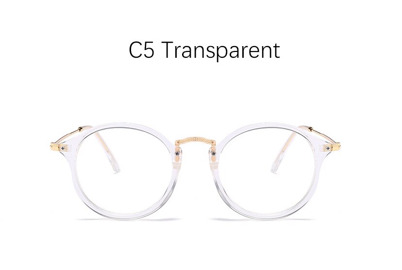 Blauw Licht Brilmontuur Computer Bril Bril Ronde Transparante Vrouwelijke Vrouwen Brillen Frame Monturen Heldere: C5 Transparent