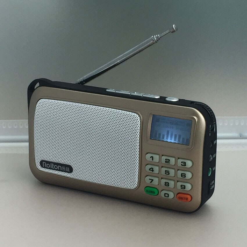 Rolton-reproductor MP3 W505 WMA WA, Mini altavoces de Radio FM portátiles con pantalla LCD, compatible con tarjeta TF, reproducción de música, linterna LED