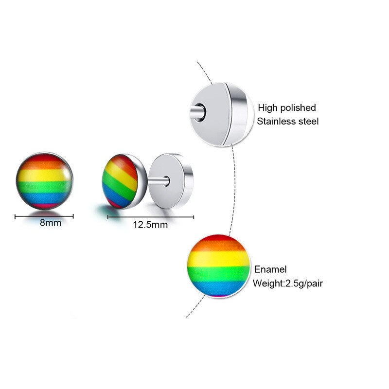 Modyle Stijlvolle Rainbow Stud Oorbellen Nooit Vervagen Rvs Oorbel Brinco Accessoires