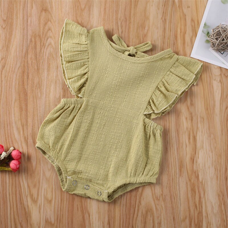 Neugeborenen-, kleinkind-, säuglings-, babykleidung für mädchen und jungen aus baumwolle und leinen, rüschenbody, Overall, sommeroutfit, sonnenanzug 0-12m