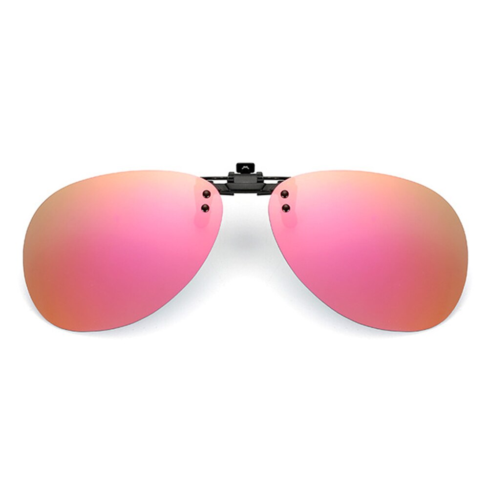 Praktiske polariserede clip-on nattesyn pilot fiskeri solbriller flip-up len cykel kørebriller #288216: Lyserød