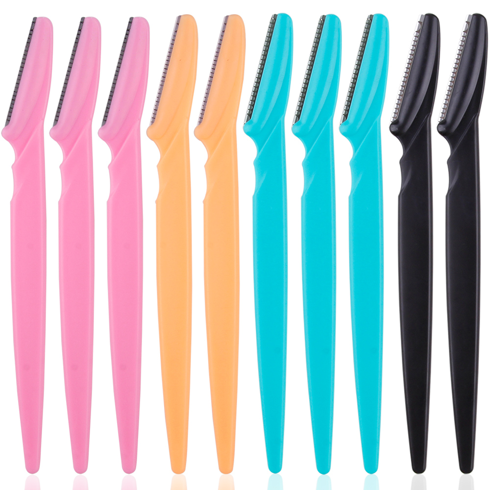20/40/80Pcs Eyebrow Trimmer Cutting Woman Blades Eye Brow Cutter Shaver Face Hair Removal Scraper Portable Beauty Makeup Tools: 10Pcs Mix Color