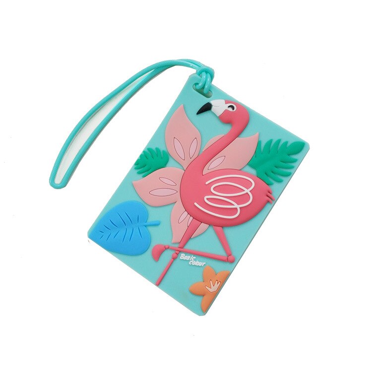 Super !! Etiqueta de silicone para bagagem com desenhos de animais flamingo, etiqueta para malas, acessório de viagem, suporte de endereço de identificação: 4