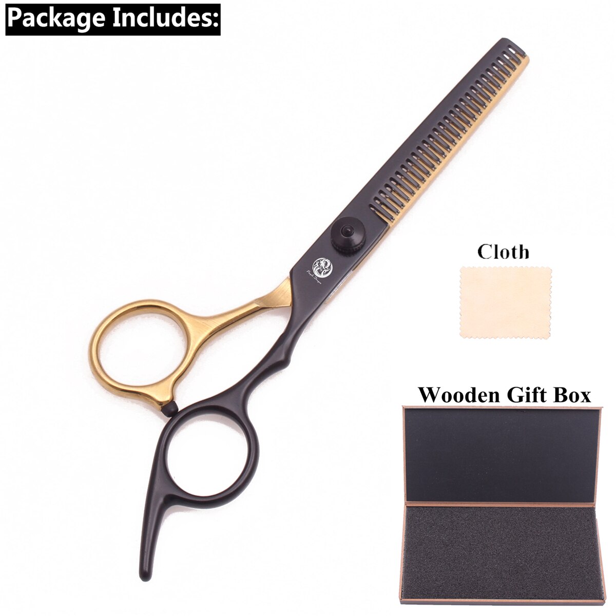 Hair Scissors 6" Japan Steel Purple Dragon Hair Cutting Scissors Thinning Shears Black&Gold Haircut Scissors Adjustable Tension: Thin-6H-1001