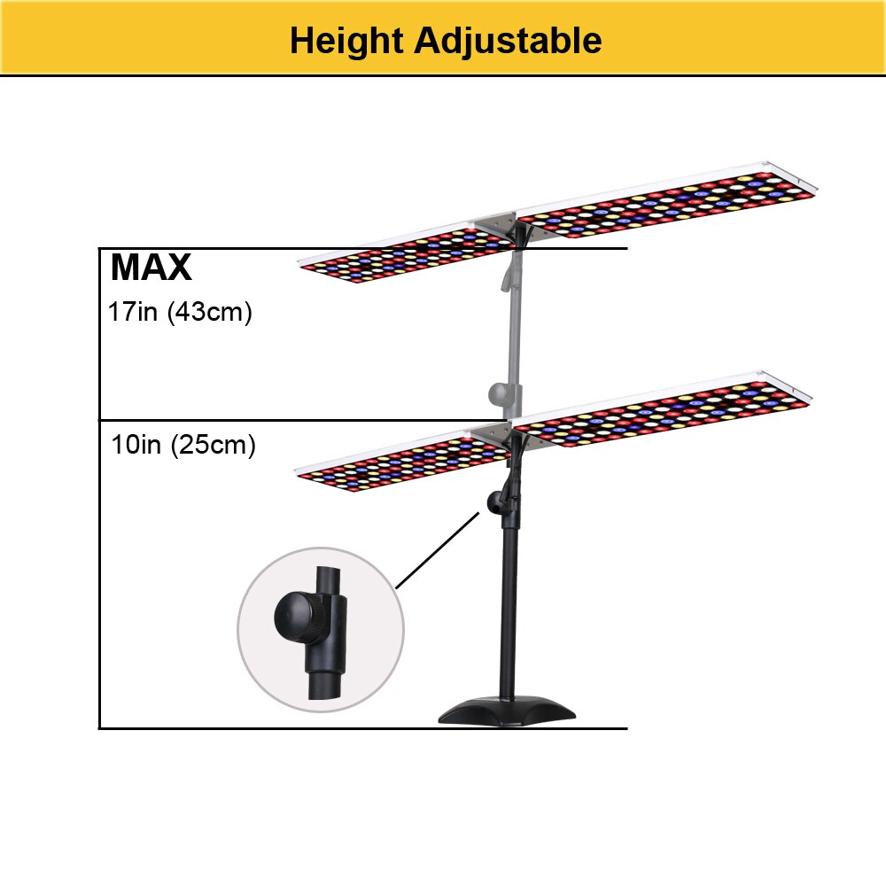 JCBritw LED Grow Light with Stand Full Spectrum White Red Blue Desk Table Growing Lamp Dimmable with Timer 100W