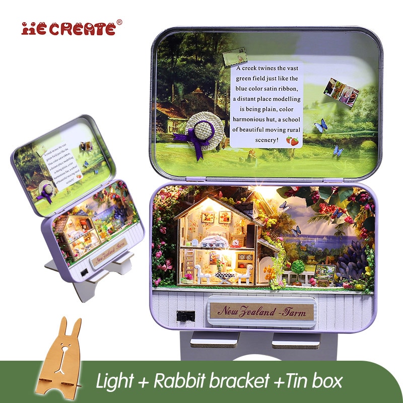 FAI DA TE Casa di Bambola Mobili Giocattolo Di puzzle Campagna Scatola Teatro Nostalgico Tema Scena in Miniatura di Legno in Miniatura Casa Delle Bambole