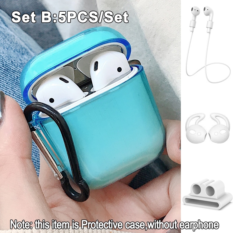 2/5PSC clear case for airpods case cute protective cover for airpods 2 with earplug Anti-lost rope sport case for airpods 2 case